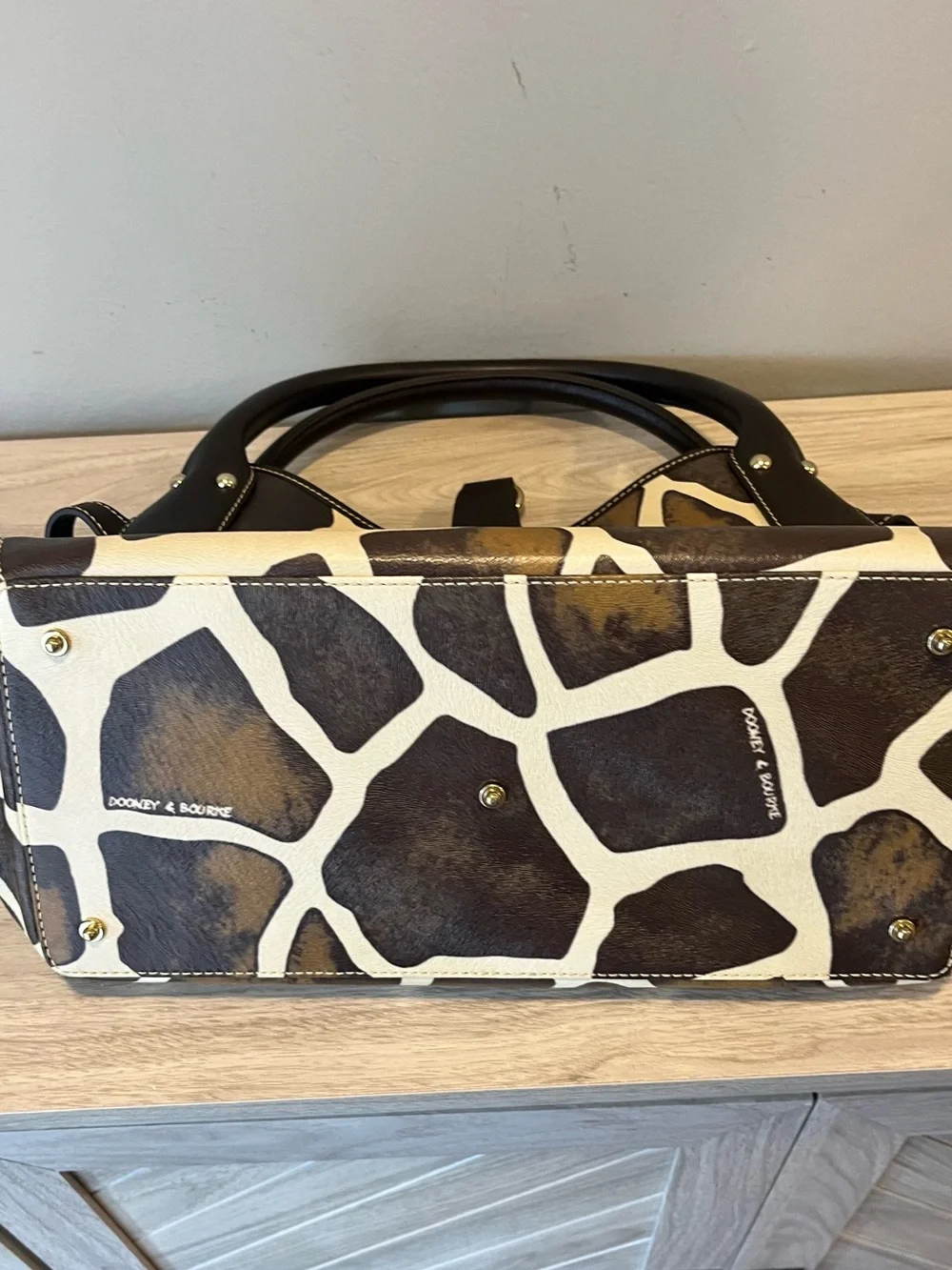 Dooney & Bourke Brown and Cream Giraffe-Print Shoulder Bag - Picture 6 of 9